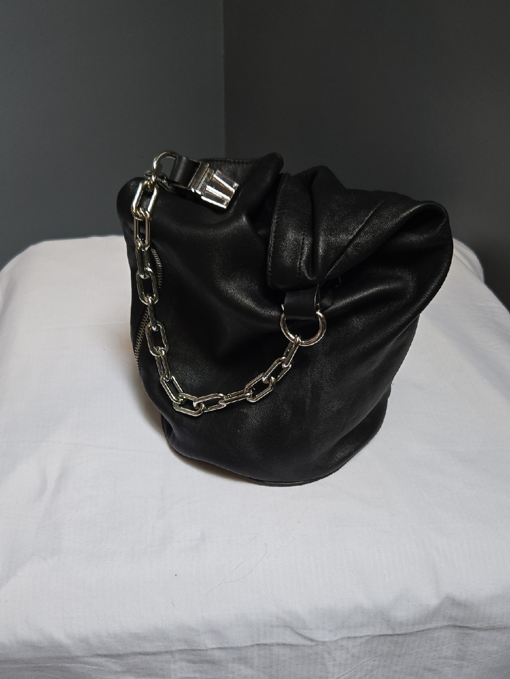 Alexander Wang Black Women's Hobo Bag with Silver Chain Strap